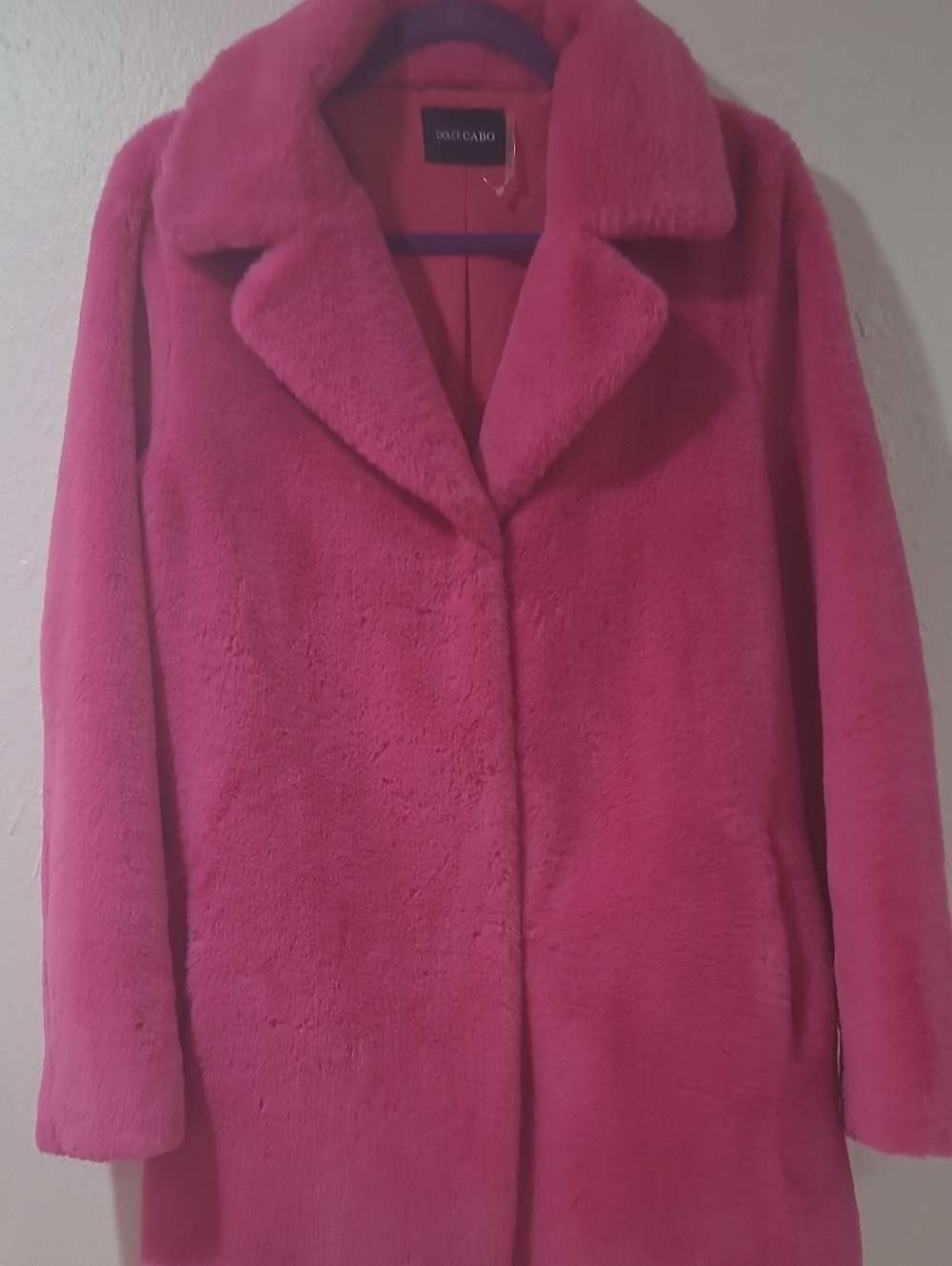 Dolce Cabo Hot Pink Teddy Faux Fur Jacket